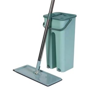 Nuevo Cubo de Microfibra Plano 360° con Sistema de Limpieza Rápida y Mopa para Uso en Seco y Húmedo, con Logotipo Personalizado - Product Image 1
