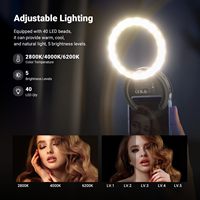 Soldes Exceptionnelles : Mini Anneau Lumineux Bicolore Rechargeable USB-C à Clipser pour Téléphone, Idéal pour les Appels Vidéo, le Streaming en Direct et le Maquillage