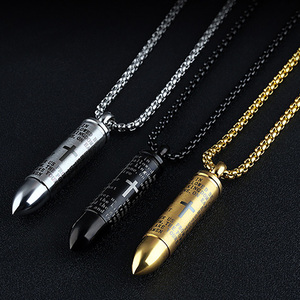 Thép Không Gỉ Có Thể Mở Bullet Men Mặt Dây Chuyền Vòng Cổ Có Thể Được Unscrewed Mens Cross Vòng Cổ Hiphop Trang Sức - Product Image 1