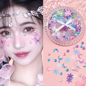 Mariposa arco <span class=keywords><strong>Luna</strong></span> cara temporal pegatinas DIY maquillaje nupcial parche con perlas diamantes maquillaje <span class=keywords><strong>de</strong></span> ojos calcomanías para decoración <span class=keywords><strong>de</strong></span> la cara - Product Image 2