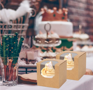 Boîte de papier kraft personnalisée en usine avec fenêtre pour gâteau, savon, nourriture, cadeau de Noël, macarons, boîte de papier kraft recyclé avec logo - Product Image 4