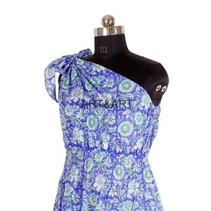 เดรสมิดิเปิดไหล่ข้างเดียวสไตล์เกาหลีพิมพ์ลายดอกไม้แขนยาวผ้าฝ้ายเซ็กซี่เอวสูงเป็นมิตรกับสิ่งแวดล้อมชุดเดรสลำลองสง่างามฤดูร้อน - Product Image 5