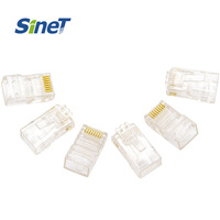 100 piezas/lote Conector Hembra RJ45 UTP ABS Chapado en Oro de 3 Pines para Montaje en Superficie, 8 Núcleos, 100/1000 Base-T, Certificado ISO9001