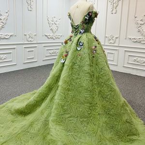 9822 2022 Latest Design Lace Green With Bow Retro Elegant Prom Evening Dress - Product Image 2