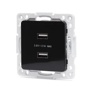 Adattatore USB doppio, compatibile con prese tedesche e francesi, colore nero, ideale per caricare dispositivi elettronici. - Product Image 1
