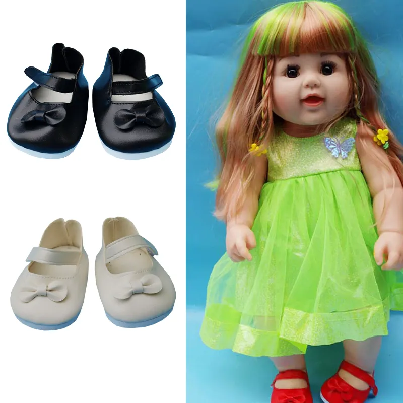 Hot Sale Leather Prince Shoes for 18 inches Dolls Reborn Doll Dress up Shoe Accessories Bowknot Shoes