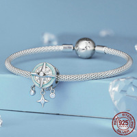 Élégant Pendentif Charme Soleil Lune en Argent Sterling S925 avec Zircon pour Femme, Bijou Fin, Oeil de Protection, Cadeau Céleste, Vente en Gros DIY