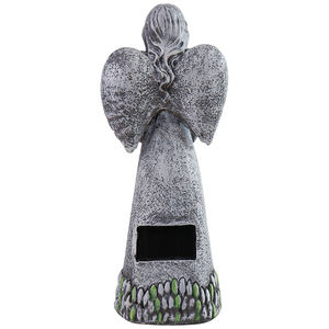 Estatua <span class=keywords><strong>de</strong></span> ángel con energía solar con corona <span class=keywords><strong>de</strong></span> flores y luz <span class=keywords><strong>de</strong></span> corazón, Ángel <span class=keywords><strong>de</strong></span> resina que sostiene <span class=keywords><strong>un</strong></span> corazón iluminado para patio o patio - Product Image 4