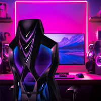 Chaise de jeu LED E-sports haut de gamme entièrement noire en cuir souple et maille, avec rétroéclairage LED RGB, vente en gros à prix abordable