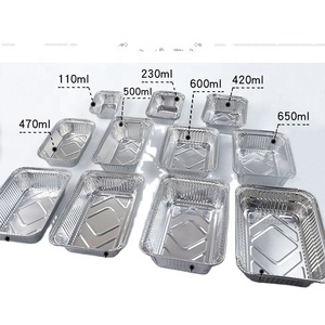 To Go Containers with Plastic Lids Aluminum Foil <strong>Disposable</strong> Food Grade Plates &amp; <strong>Trays</strong> 200ml/150ml PET Plastic Lid Oven Safe - Product Image 1