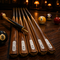 Tongkat Snooker Pool Kayu Maple Berkualitas Tinggi Grosir 3/4 Joint dengan Shaft Serat Karbon, Gagang Ebony, dan Ekstensi Tip 10mm
