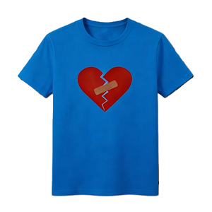 เสื้อยืดลายกราฟิก Broken Heart with Bandage, เสื้อยืดอารมณ์รักที่เจ็บปวดและเยียวยาใจ เสื้อยืดสตรีทแวร์แขนสั้นผ้าฝ้ายขนาดใหญ่พิเศษเสื้อลำลอง - Product Image 6