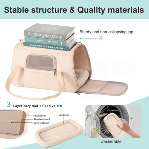 Elite Travel <b>Pet</b> Cabin: 3-Side Entry Cat <b>Carrier</b> with Luggage Sleeve Anti-Collapse Frame & Washable Fleece Bed for Stress-Free - Product Image 4