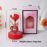 Kustomisasi Hadiah Valentine Modern Buatan Tangan untuk Pacar Natal Lampu Malam Bunga Berlapis Emas 24K dengan Lampu LED di Dalam Kubah Kaca