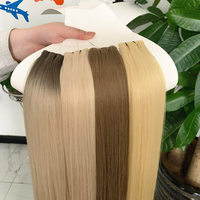 Ekstensi Rambut Manusia Rusia Virgin 12A Grosir, Genius Cuticle Aligned, Hair Weft Tak Terlihat, Grade Remy, Gaya Lurus