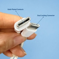 Cable Trenzado de Nailon Blanco PD de 60 W, Tipo C a Tipo C, 3 A/20 V, Cable de Carga Rápida USB con Caja, Cargador Rápido para iPhone y Android
