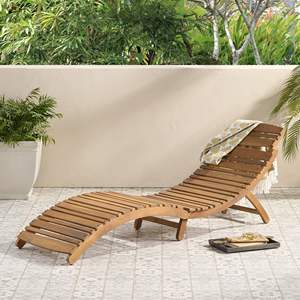 DB LAHAINA Chaise longue pliable en acier en bois massif mobilier d'extérieur en PVC pour patio jardin parc cour hôtel utilisation de loisirs - Product Image 5