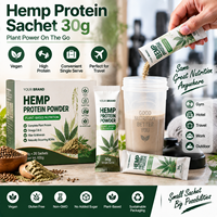 Protéine de chanvre en sachet individuel 30g – Poudre protéinée végétale végane pour la gym, l'hôtel, les voyages – Pour propriétaires de marques et distributeurs