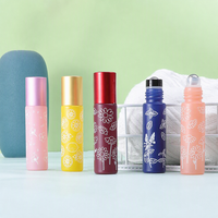 Flacon roll-on 10 ml en verre mat coloré imprimé macaron, recharge de parfum, flacon d'huile essentielle pour massage