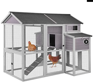 Grand poulailler en bois gris pour l'extérieur avec toit en asphalte <span class=keywords><strong>Cage</strong></span> à volailles durable à plusieurs niveaux - Product Image 1