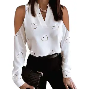 Özel bahar yaz seksi baskılı Streetwear uzun kollu üst gömlek bluz kadınlar için