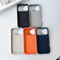 Étui de protection magnétique en alliage pour objectif d'iPhone 18 17 Pro Max, en silicone liquide couleur unie, avec recharge sans fil et doublure floquée