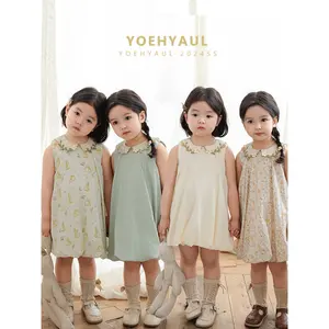 YOEHYAUL Manufacturers Soft Skin-Friendly Sleeveless Angel Baby Girls Embroidery Dress Floral Kids Dresses for Girls Elegant