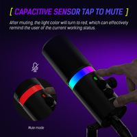 Microphone dynamique filaire professionnel XLR USB avec lumière RVB et support de microphone pour jeux sur PC, smartphones et podcasts