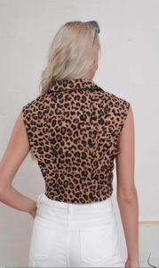 Vente en gros de débardeur d'été Comodo7 personnalisé pour femmes, tissu tissé à imprimé léopard sexy, style doux - Product Image 5