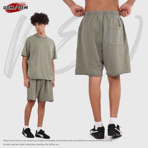 Shorts de sport pour hommes, lavage à l'acide personnalisé, 100% coton, ourlet brut, tissu molletonné français, vêtements décontractés pour hommes - Product Image 5