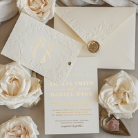 Cartes d'invitation de mariage haut de gamme en relief, dorées, personnalisées avec logo et impression sur mesure – Vente en gros