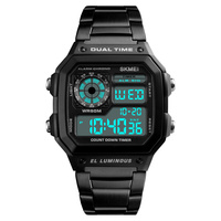 Montre chronographe de luxe pour homme Skmei Royale modèle 1335, résistante à l'eau, bracelet en acier inoxydable lumineux, affichage numérique