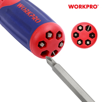 WORKPRO Clé à cliquet à verrouillage automatique à chargement rapide 12 en 1, 6 pièces, 1/4 po. Jeu de tournevis à embouts doubles en acier S2 à tige hexagonale