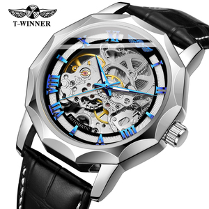 Montre-bracelet automatique à bracelet en cuir véritable, squelette, pour <span class=keywords><strong>homme</strong></span> - Product Image 5