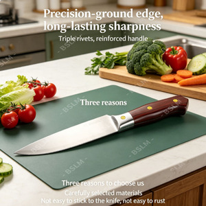 Cuchillo de Chef de Acero Inoxidable, Cuchillo para Frutas con Mango de Madera, Cuchillo Multiusos para Cortar y Rebanar Carne, Cuchillo de Carnicero - Product Image 3