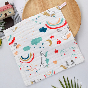 ผ้ากันเปื้อนเด็กผ้าฝ้ายชิโดว์ 25x25 ซม. ผ้าเช็ดตัวสำหรับให้นมพิมพ์ลายการ์ตูนนุ่มซึมซับได้สำหรับทารก - Product Image 1
