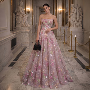 Robe de bal Sharon Said SS460, robe de soirée élégante, robe de soirée à volants, robe décorée de fleurs pour <span class=keywords><strong>occasions</strong></span> spéciales, vente en gros - Product Image 1