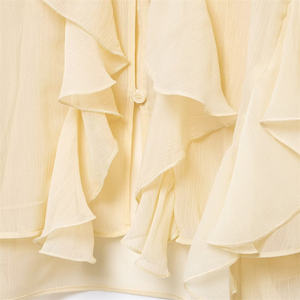 ZATRHMBMレディースレースレイヤードシャツブラウス2025新作ファッション長袖Vネックルーズトップエレガントなレディースシャツ - Product Image 4