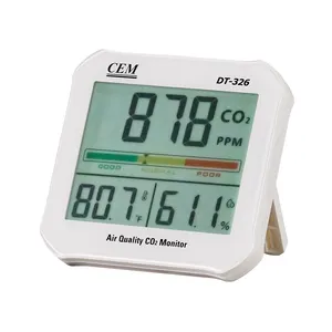 CEM DT-326 Air Quality CO2 Monitor Adjustable Carbon Dioxide Refresh Frequency With Large Dual Display Easy To Read