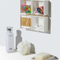 Ménage en plastique tenture murale étagère salle de bain organisateur maquillage cotons-tiges trousse de maquillage pour petites choses stockage boîtes à bijoux