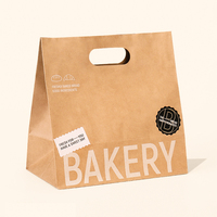 Sacs en papier kraft biodégradables personnalisés avec logo pour le pain et les aliments à emporter, écologiques, durables, pour la pâtisserie et l'emballage alimentaire
