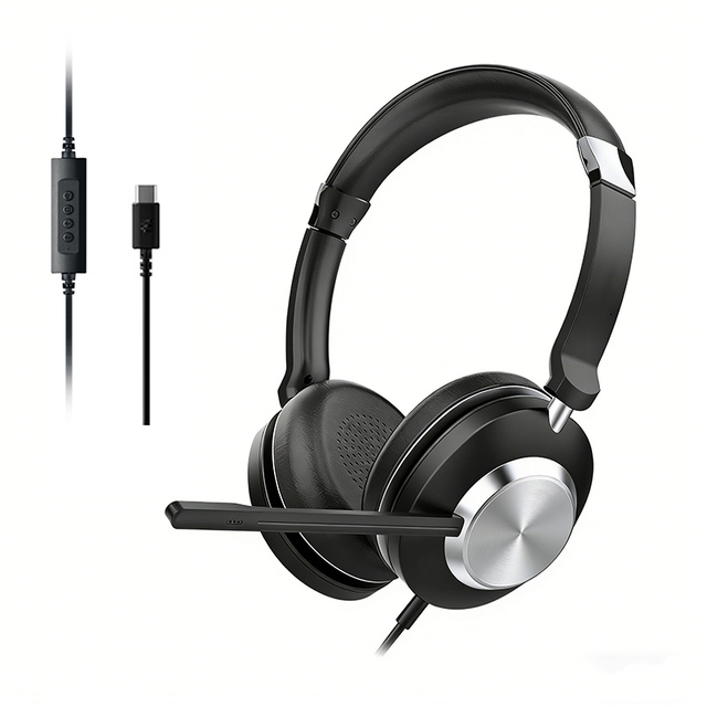 High Quality 32ohm Noise Canceling On-Ear USB Wired PC Laptop Headset with Mic for Work Zoom/Skype/Teams Custom Fit