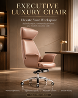 Chaise de bureau de direction moderne en cuir PU à dossier haut, pivotante et réglable, ergonomique, avec appui-tête et base en aluminium