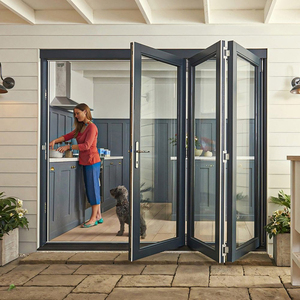 Véranda insonorisée accordéon portes coulissantes pliables à deux volets en Aluminium porte extérieure pliante en verre - Product Image 6