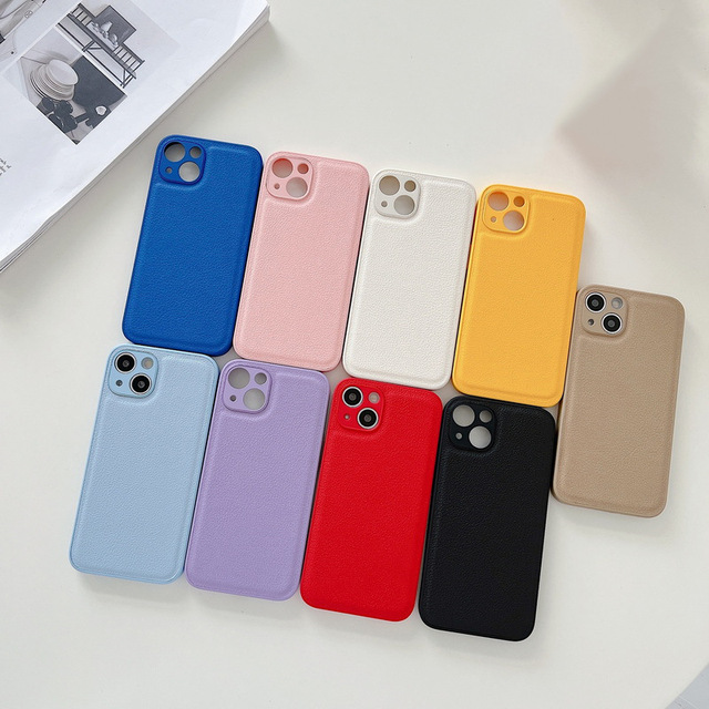 10 Colors Available Candy Color Plain PU Leather case for iphone 11 12 13 14 Pro Max 14 Plus 7 8 Plus Se 2020