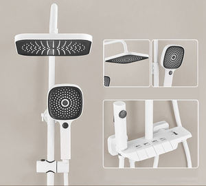 Ensemble de douche de pluie thermostatique moderne mitigeur bain-douche pommeau de douche robinet de pluie robinet de salle de bain mural douche - Product Image 1