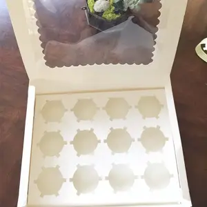 Ingrosso 12 "scatole di torta bianca e contenitori boxsimgle all'interno della tazza di cupcake scatola per torte