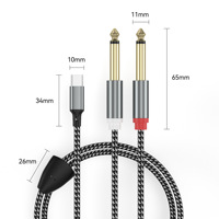 Cable de Audio Tipo C a Doble 6.35mm TRS, Trenzado de Nailon, Conector Estéreo Chapado en Oro para Mezcladora, Amplificador, Altavoz, Estudio de Grabación