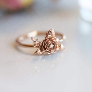 Nhà Sản Xuất Thiết Kế Độc Đáo Satin Rose Gold Mạ Nữ Trang Sức Màu Hồng Rose <span class=keywords><strong>Flower</strong></span> Ring - Product Image 4