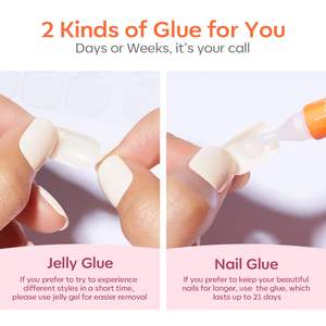 Prensa blanca <span class=keywords><strong>en</strong></span> las uñas, uñas cuadradas cortas, kit de uñas reutilizable con pestañas adhesivas para pegamento de uñas Mini lima de uñas - Product Image 4